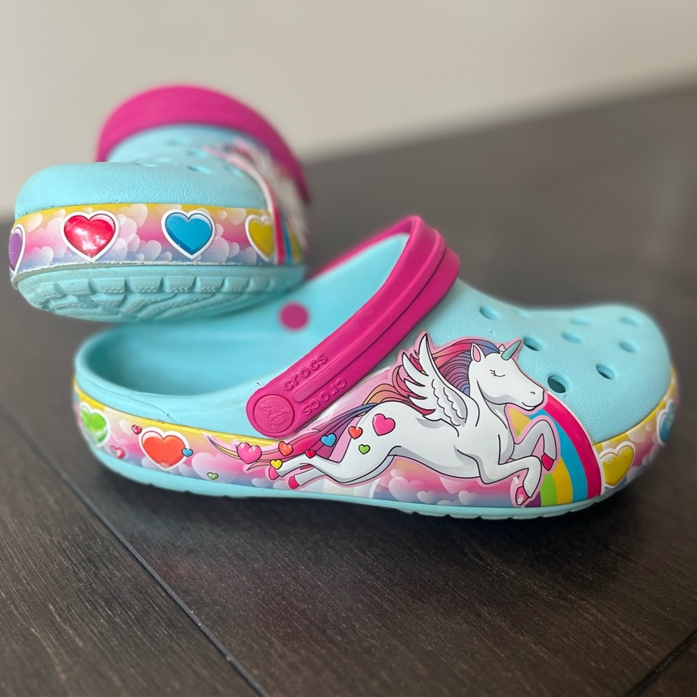 Kids Unicorn Crocs- Blue and Pink